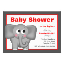 Entzückender Elefant-rote Babyparty-Einladungen
