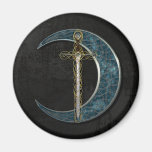 Épée et lune celtiques avec le mur grunge aimant pour réfrigérateur
