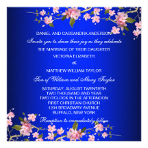 Épouser japonais de fleurs de cerisier de bleu roy cartons d'invitation
