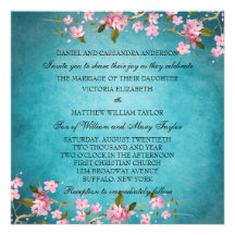 Épouser japonais rose bleu turquoise de fleurs de  invitations