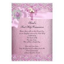 Ęr de filles de première sainte communion rose cro cartons d'invitation