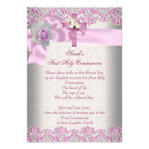 Ęr rose croisé de crème de filles de première sain invitations personnalisées