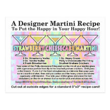 Erdbeerkäsekuchen-Frühlings-Martini-Rezept-Karte Postkarten