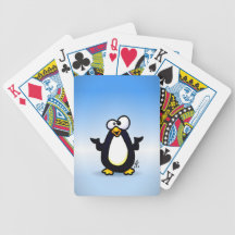 Erwägen des Pinguins Pokerkarten