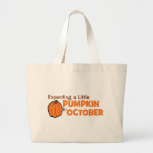 Erwartung einen kleinen Kürbis im Oktober Leinentaschen