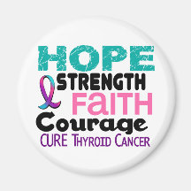 ESPOIR 3 de cancer de la thyroïde Magnets Pour Réfrigérateur