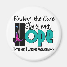 ESPOIR 4 de cancer de la thyroïde Magnets