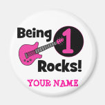Étant roches 1 ! avec la guitare rose aimant pour réfrigérateur
