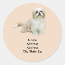 Étiquette de adresse de Shih Tzu Adhésif Rond