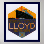 Étiquette de bagage de Norddeutcher Lloyd Brême Posters