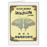 Étiquette en soie japonais vintage de papillon cartes de vœux