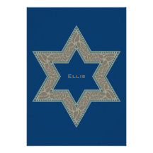 Étoile de David d'Ellis d'invitation de Mitzvah de