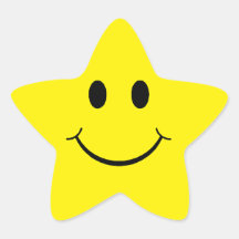 Étoile souriante jaune personnalisable sticker en étoile