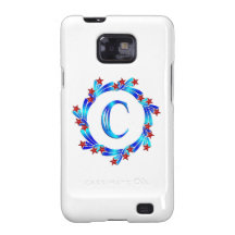 Étoiles bleues de rouge de monogramme de la lettre coque samsung galaxy SII