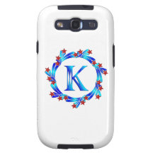 Étoiles bleues de rouge de monogramme de la lettre coque samsung galaxy s3