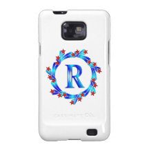 Étoiles bleues de rouge de monogramme de la lettre étui samsung galaxy s2