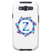 Étoiles bleues de rouge de monogramme de la lettre étuis samsung galaxy s3