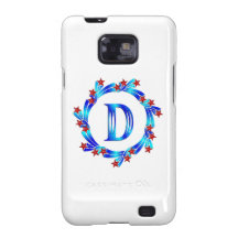 Étoiles bleues de rouge de monogramme de la lettre coque samsung galaxy s2