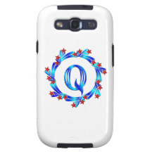 Étoiles bleues de rouge de monogramme de la lettre coques samsung galaxy s3