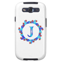 Étoiles bleues de rouge de monogramme de la lettre coques galaxy SIII