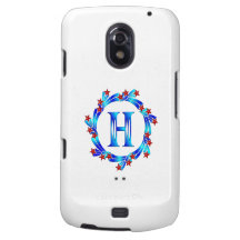 Étoiles bleues de rouge de monogramme de la lettre coque galaxy nexus