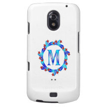 Étoiles bleues de rouge de monogramme de la lettre étui galaxy nexus