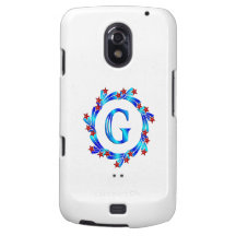 Étoiles bleues de rouge de monogramme de la lettre étui galaxy nexus