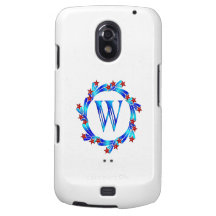 Étoiles bleues de rouge de monogramme de la lettre coques galaxy nexus