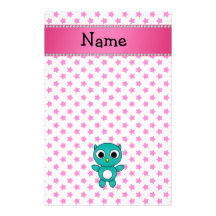 Étoiles nommées personnalisées de rose de hibou de papier à lettre