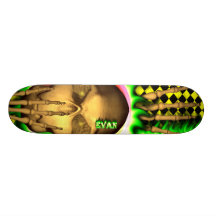 Evan-Schädelgrünfeuer Skatersollie Skateboard. Skateboarddeck