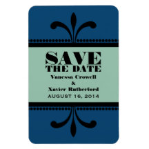 Extravagantes Kunst-Deko-Save the Date Magnet-Blau