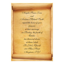 Faire-part de mariage de rouleau de parchemin