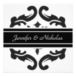 Faire-part de mariage en damassé noire et blanche 