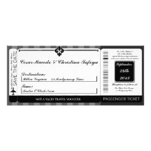 Faire-part de mariage gris noir de carte d'embarqu
