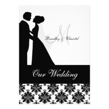 Faire-part de mariage noir et blanc de couples de 