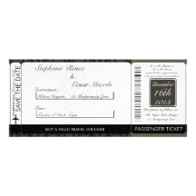 Faire-part de mariage noir/gris de carte d'embarqu