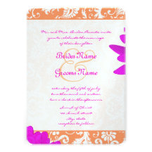Faire-part de mariage orange et fuchsia de marguer