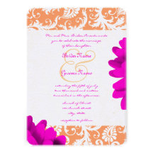 Faire-part de mariage orange et fuchsia de marguer