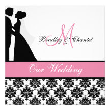 Faire-part de mariage rose de couples de mariage