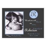 faire-part de naissance bleu de photo d'initiale d