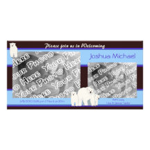Faire-part de naissance bleu d'ours blancs cartes avec photo