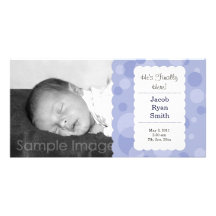 Faire-part de naissance de bleu de bébé cartes de vœux avec photo