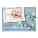 faire-part de naissance floral bleu de photo du bé