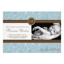 faire-part de naissance floral bleu de photo du bé