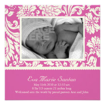 Faire-part de naissance - floral magenta