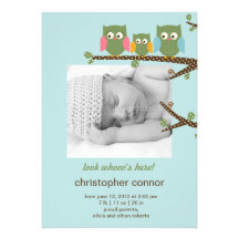 Faire-part de naissance pointillé de bébé de hibou