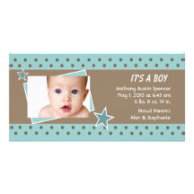Faire-part de naissance turquoise de photo d'étoil cartes avec photo