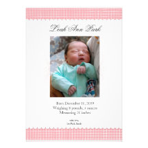 Faire-part rose de bébé de feston