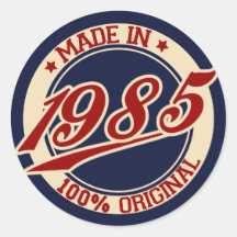 Fait en 1985 adhésif rond