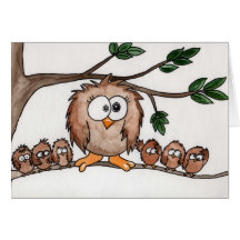 Famille de hibou carte de vœux